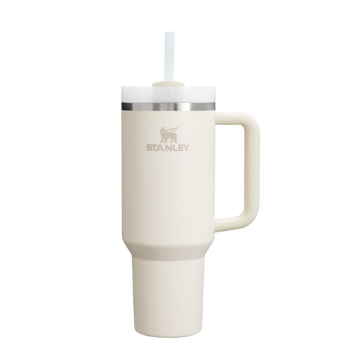 Stanley Quencher H2.0 FlowState Tumbler with Handle & Straw – Insulated Stainless Steel Travel Mug (Cream White)